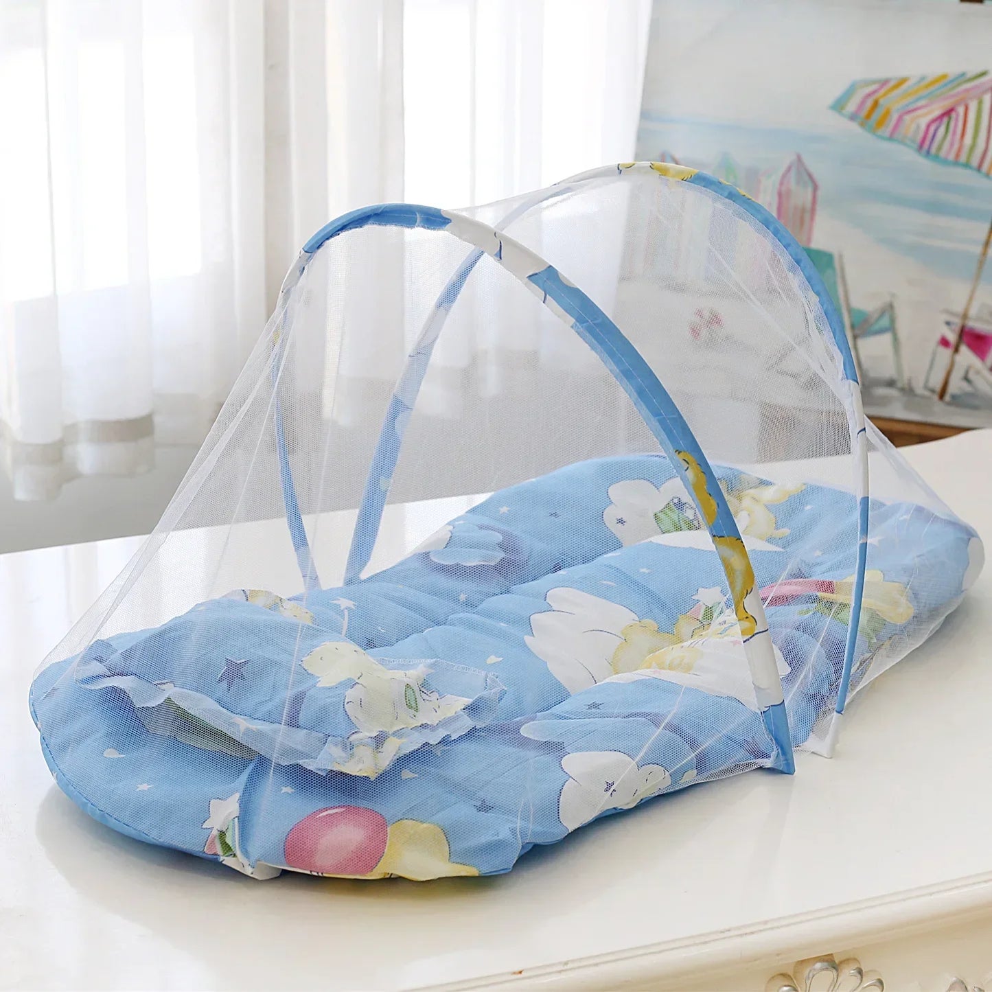Berço ninho com travesseiro acolchoado portátil dobrável tenda mosquiteiro anti-mosquito para criança bebê maternidade