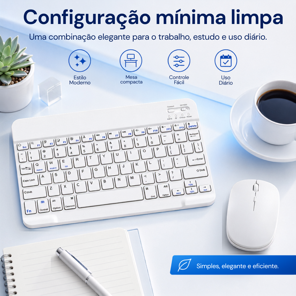 Teclado portátil sem fio bluetooth para tablet celular pc notebook