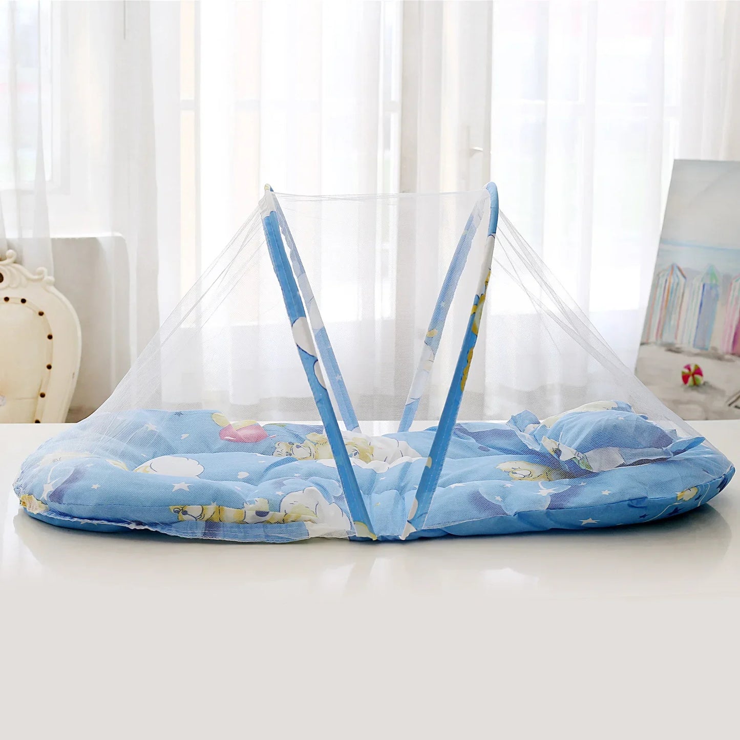 Berço ninho com travesseiro acolchoado portátil dobrável tenda mosquiteiro anti-mosquito para criança bebê maternidade