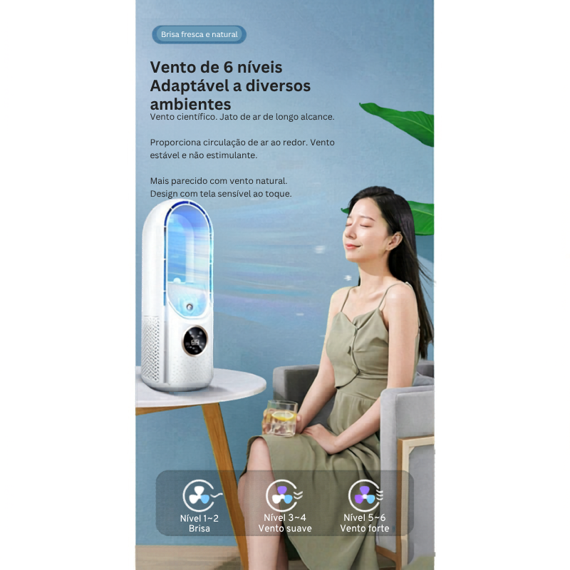 Ar-Condicionado Portátil FreshMax 3 em 1 - Climatizador e Umidificador USB Silencioso