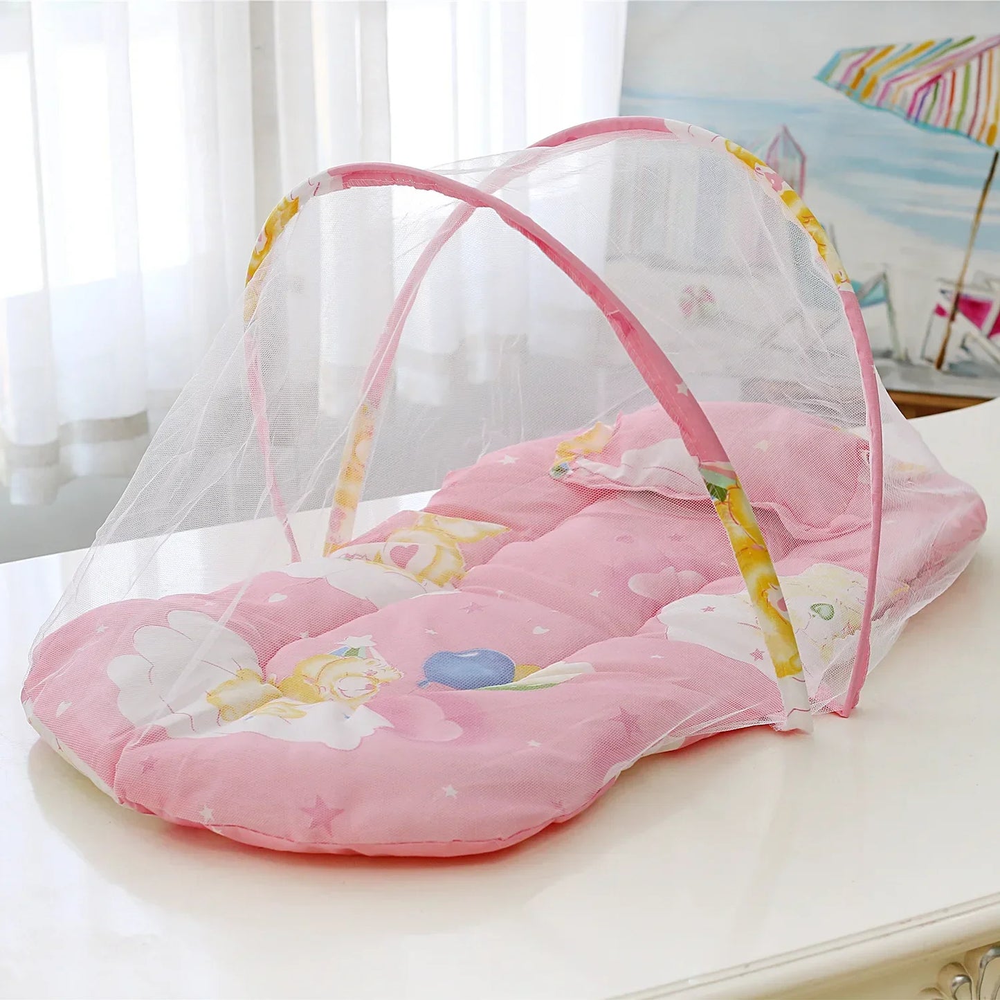 Berço ninho com travesseiro acolchoado portátil dobrável tenda mosquiteiro anti-mosquito para criança bebê maternidade