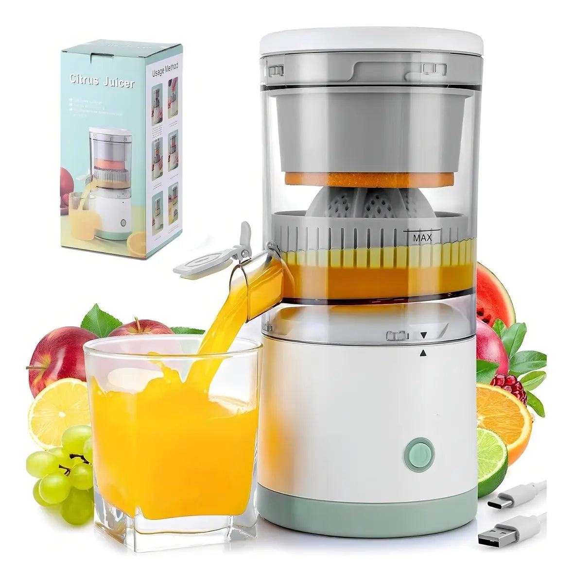 Espremedor de Frutas Elétrico Portátil - Extrator Automático USB