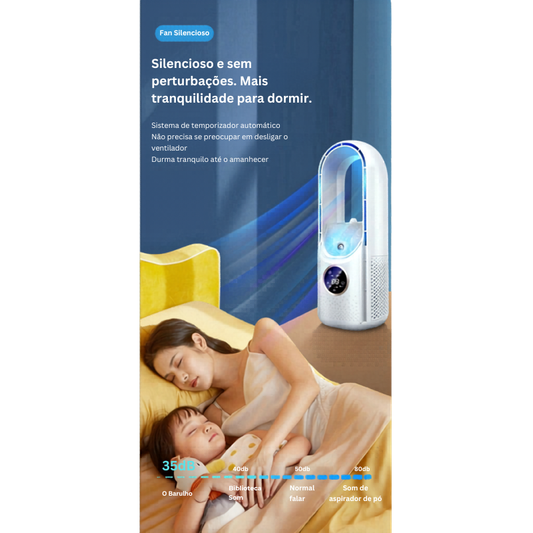 Ar-Condicionado Portátil FreshMax 3 em 1 - Climatizador e Umidificador USB Silencioso