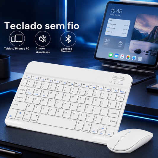 Teclado portátil sem fio bluetooth para tablet celular pc notebook