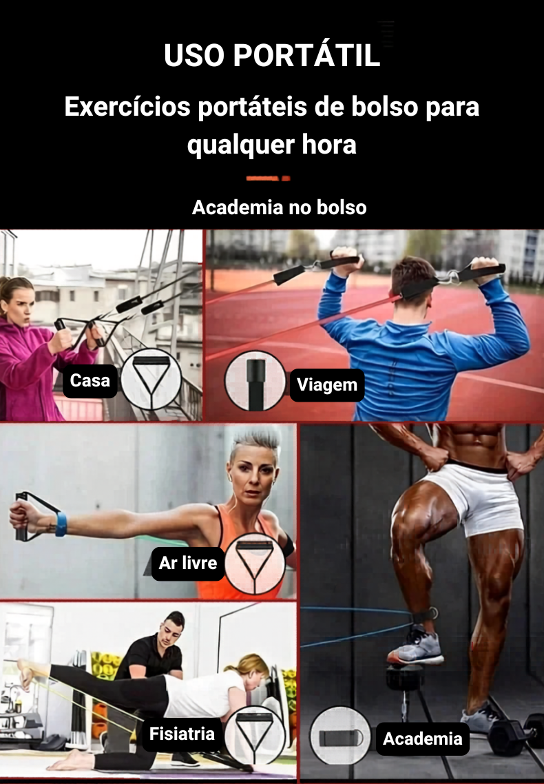 Kit elásticos para exercícios multitarefas resistentes fitness