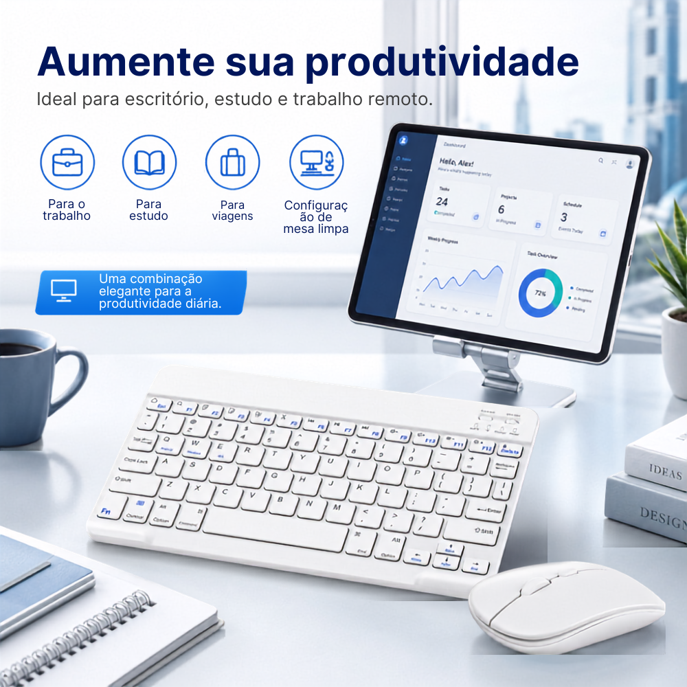 Teclado portátil sem fio bluetooth para tablet celular pc notebook