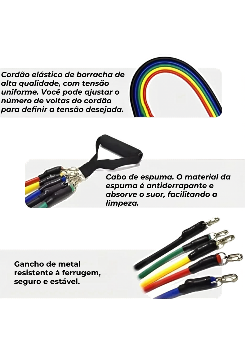 Kit elásticos para exercícios multitarefas resistentes fitness