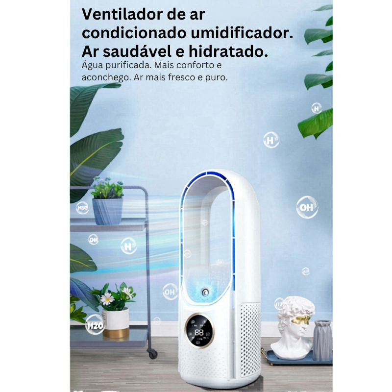 Ar-Condicionado Portátil FreshMax 3 em 1 - Climatizador e Umidificador USB Silencioso