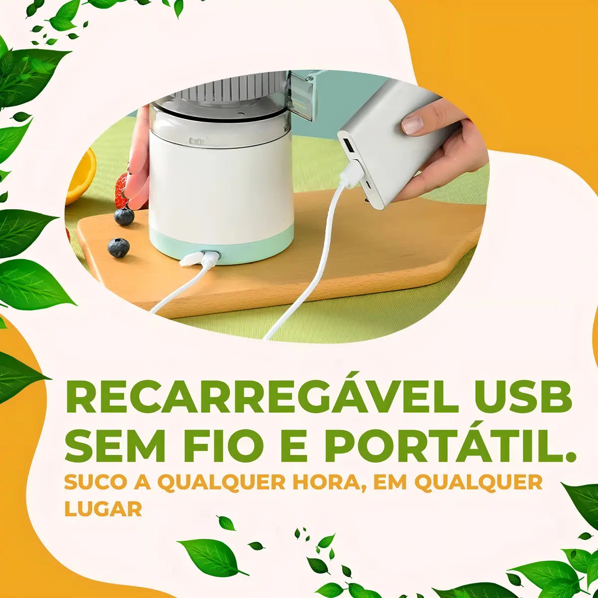 Espremedor de Frutas Elétrico Portátil - Extrator Automático USB