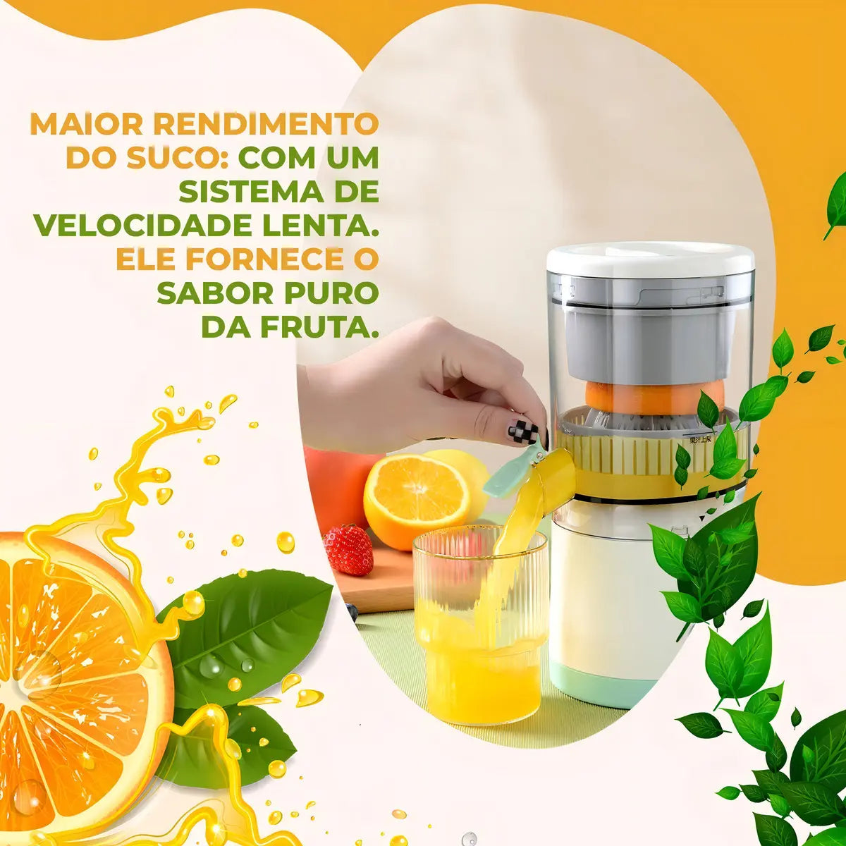 Espremedor de Frutas Elétrico Portátil - Extrator Automático USB